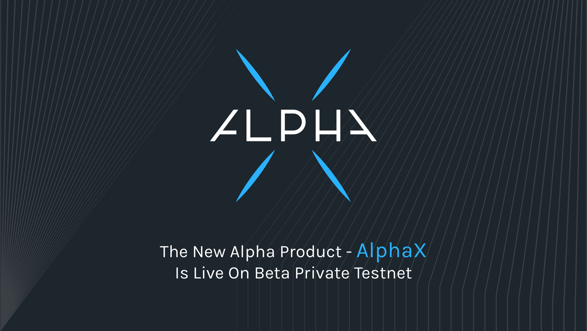 The New Alpha Product, AlphaX, Is Live On Beta Private Testnet