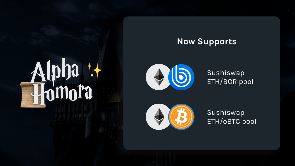 Alpha Homora adds ETH/BOR and ETH/oBTC pools on Sushiswap