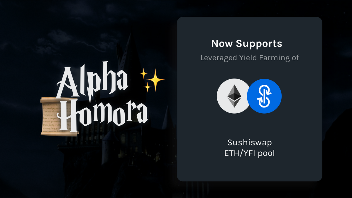 Alpha Homora adds leveraged yield farming ETH/YFI pool on SushiSwap