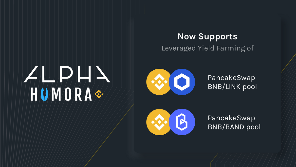 Alpha Homora (vBSC) adds leveraged BNB/LINK and BNB/BAND pools