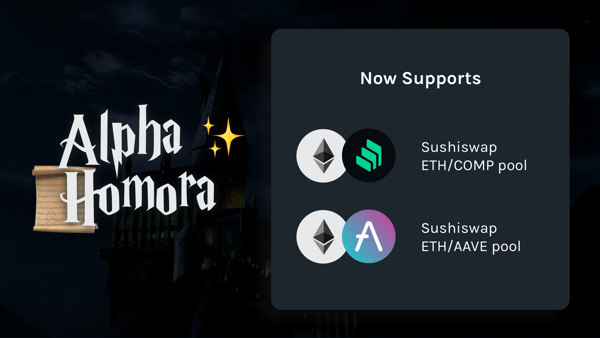 Alpha Homora adds leveraged yield farming for ETH/COMP and ETH/AAVE pools on SushiSwap