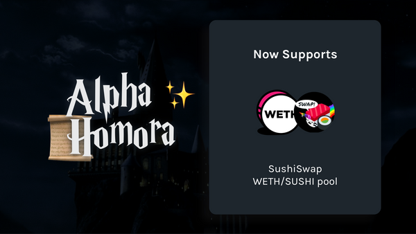 Alpha Homora Now Supports SushiSwap WETH/SUSHI Pool!